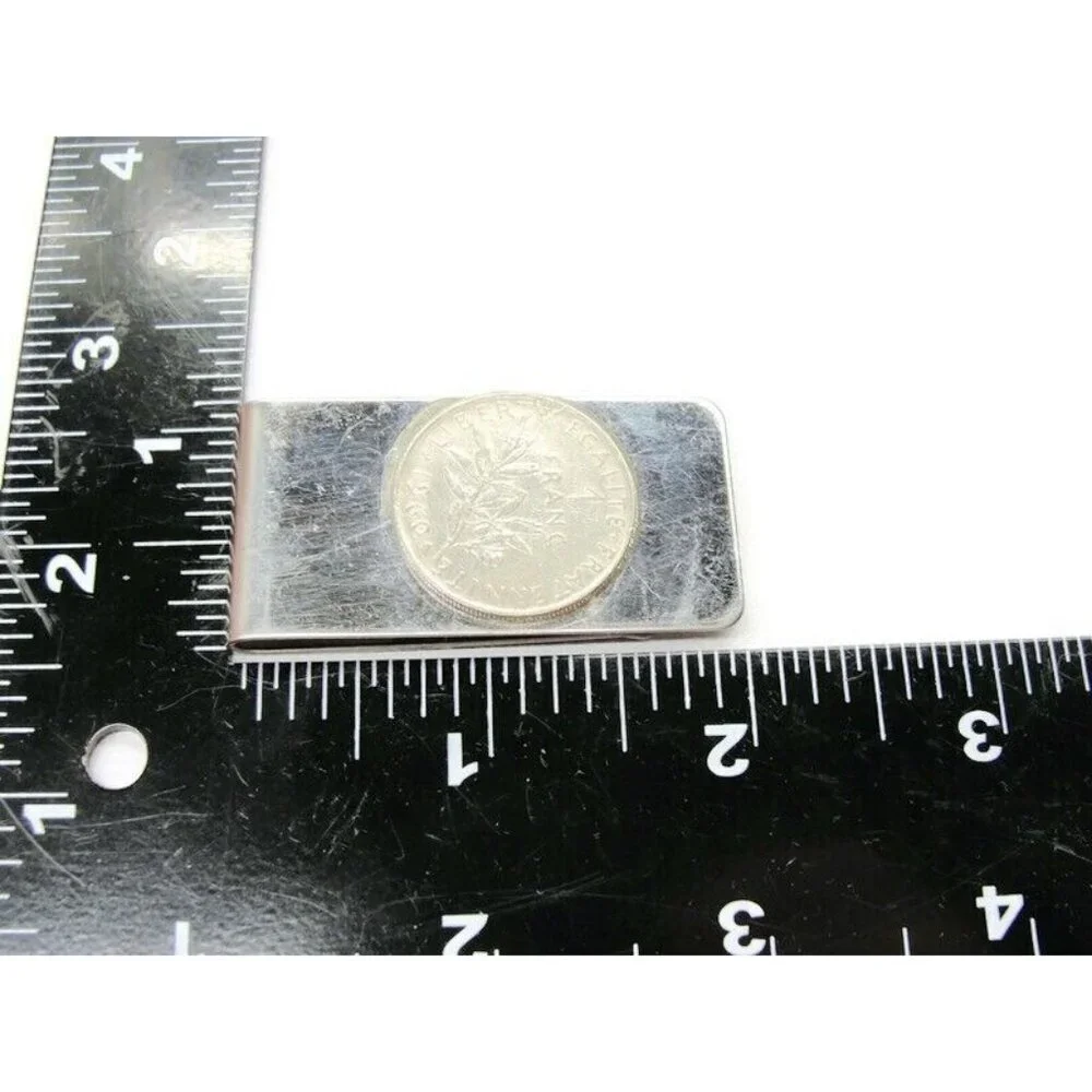 1960 One Franc Coin Money Clip Stainless Steel Wallet Credit Card Cash ID Holder